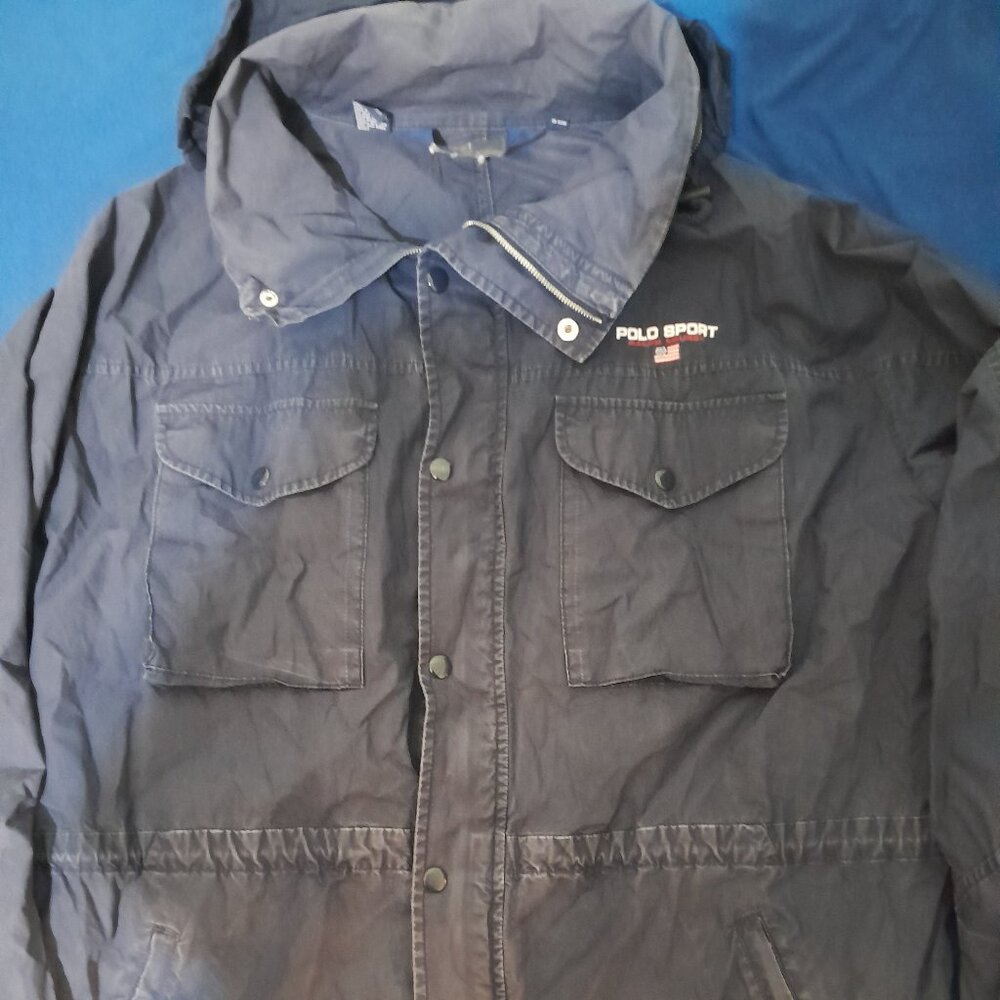 Polo Ralph Lauren Vintage Military Hooded Patch Field Jacket Dark Blue Men's